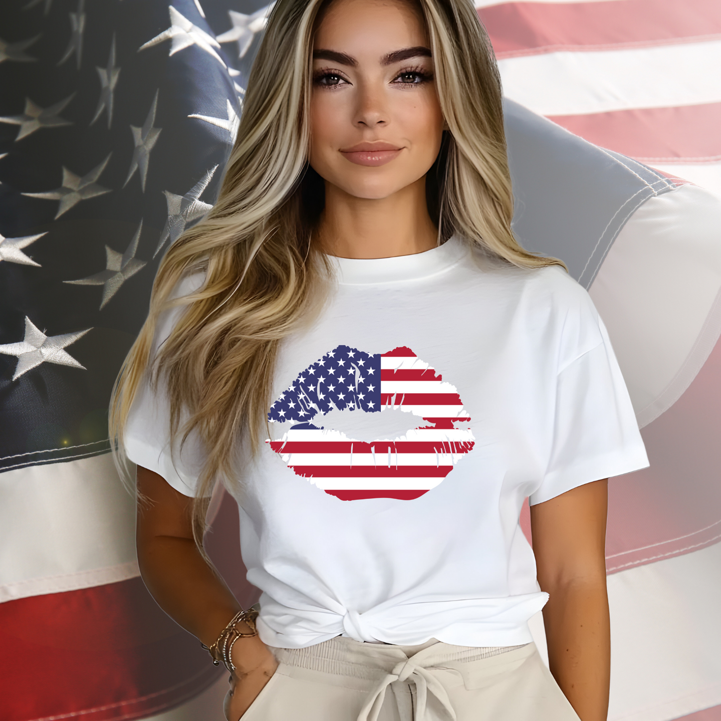 American Flag Lips T-Shirt