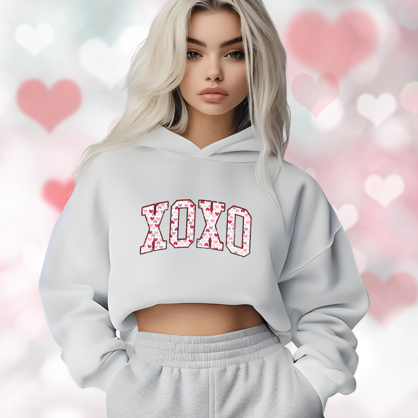 Varsity XO Crop Hoodie