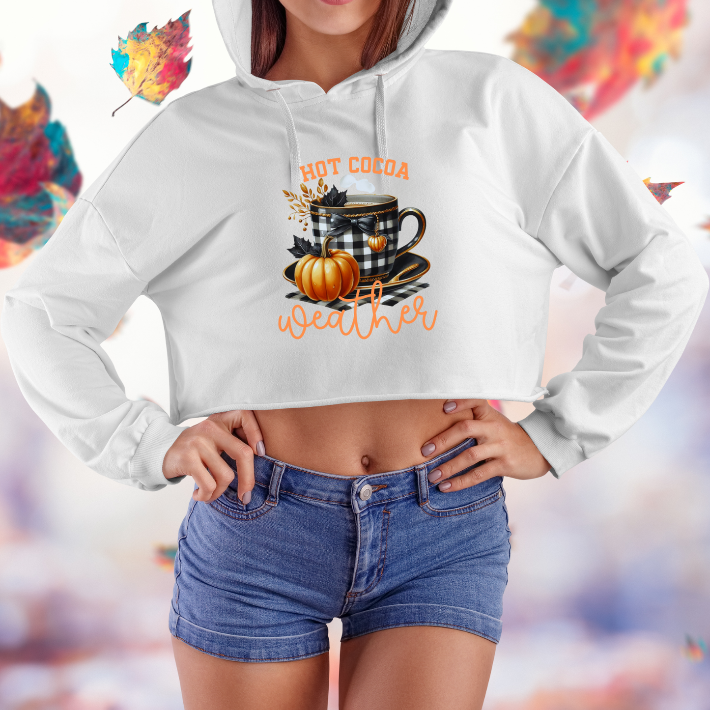 Hot Cocoa Weather Crop Hoodie