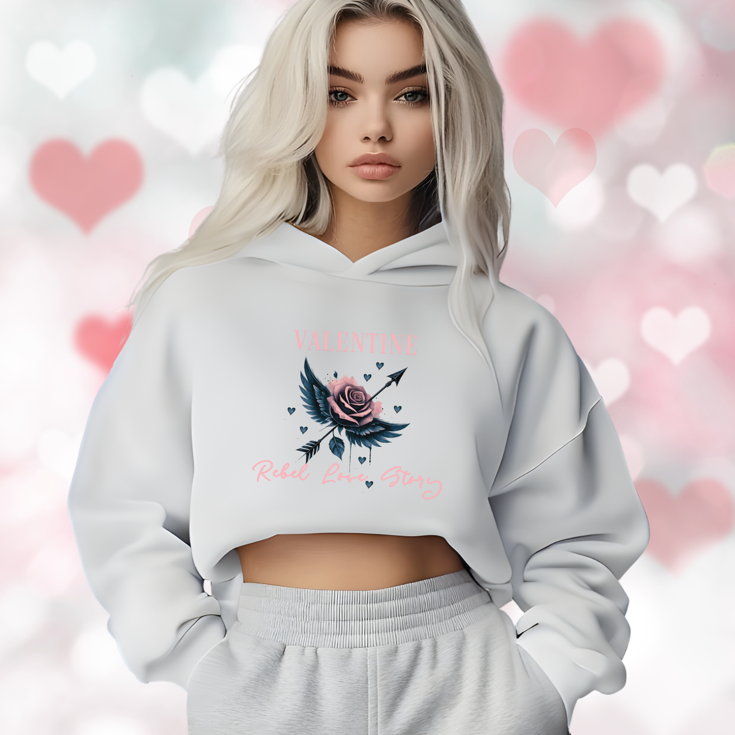 Valentine Rebel Love Crop Hoodie