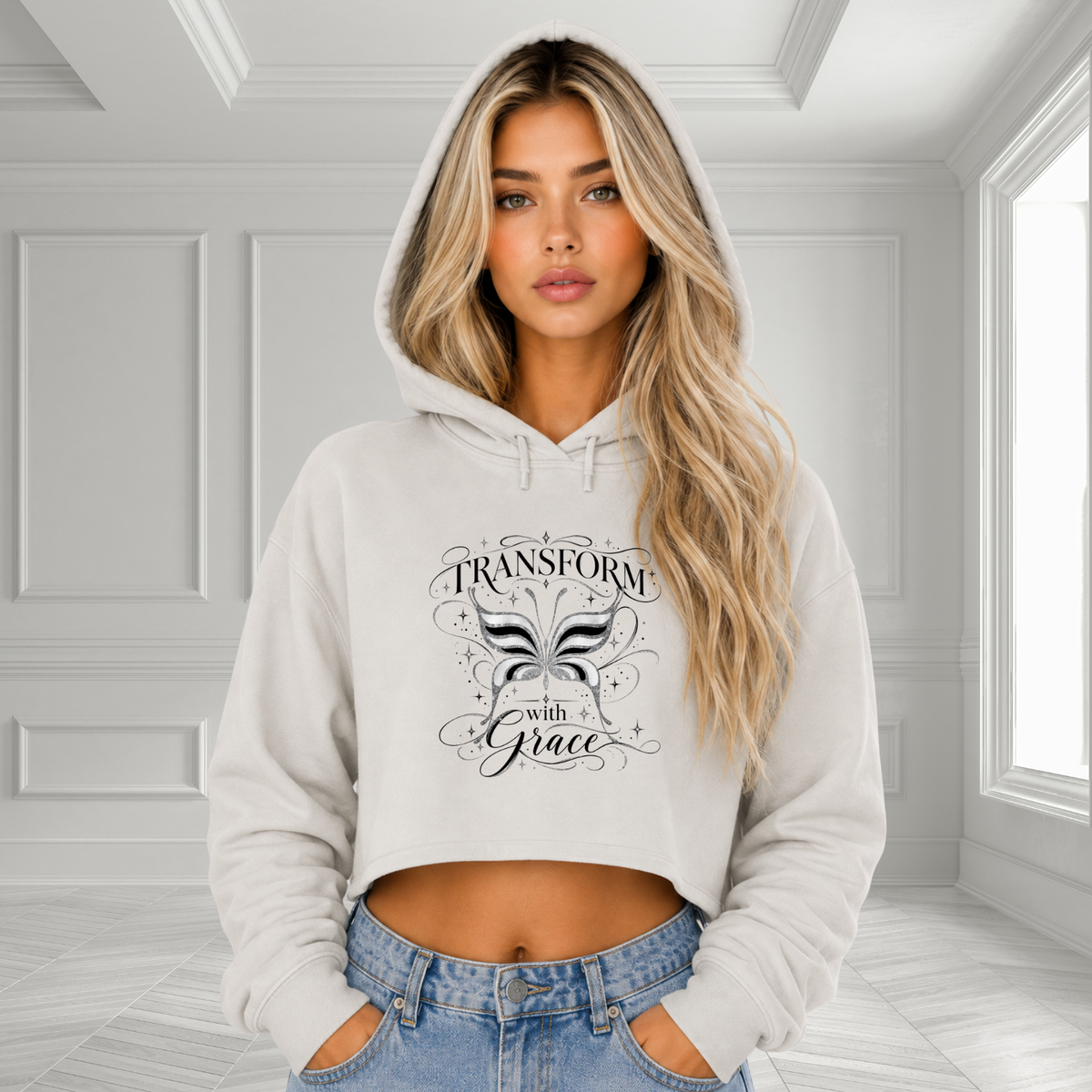 Transform With Grace Crop Hoodie