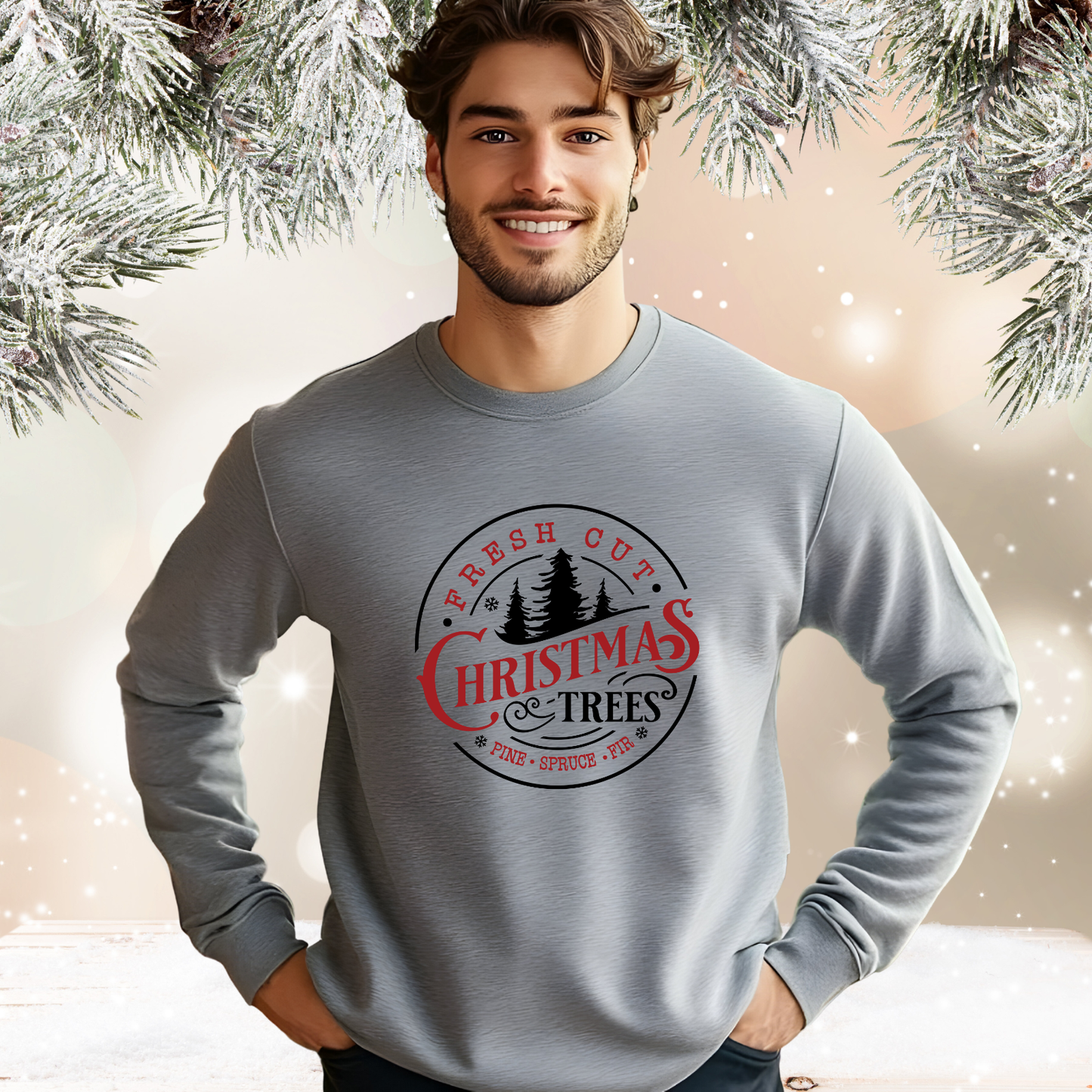 Fresh Cut Christmas Trees Crewneck Sweatshirt