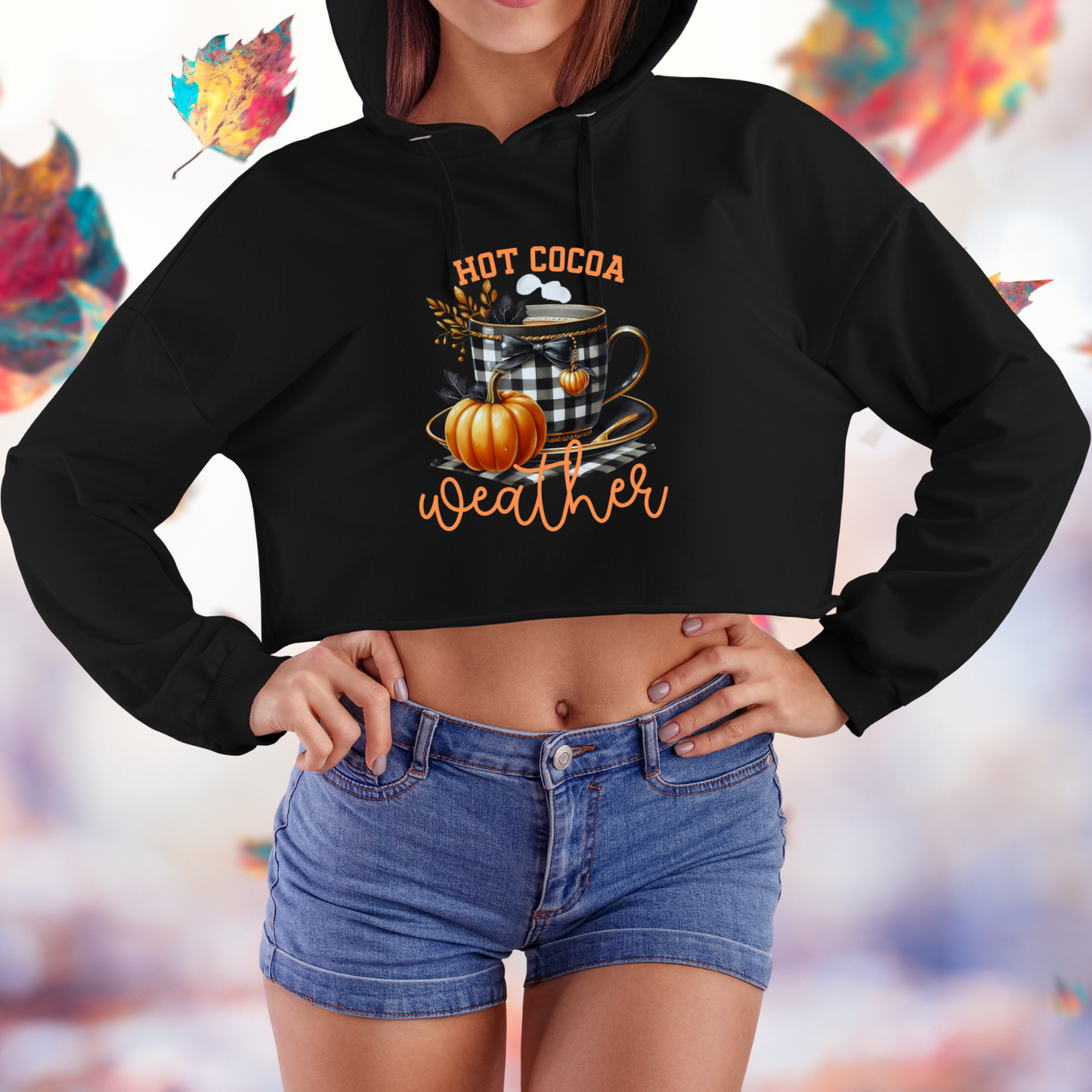 Hot Cocoa Weather Crop Hoodie