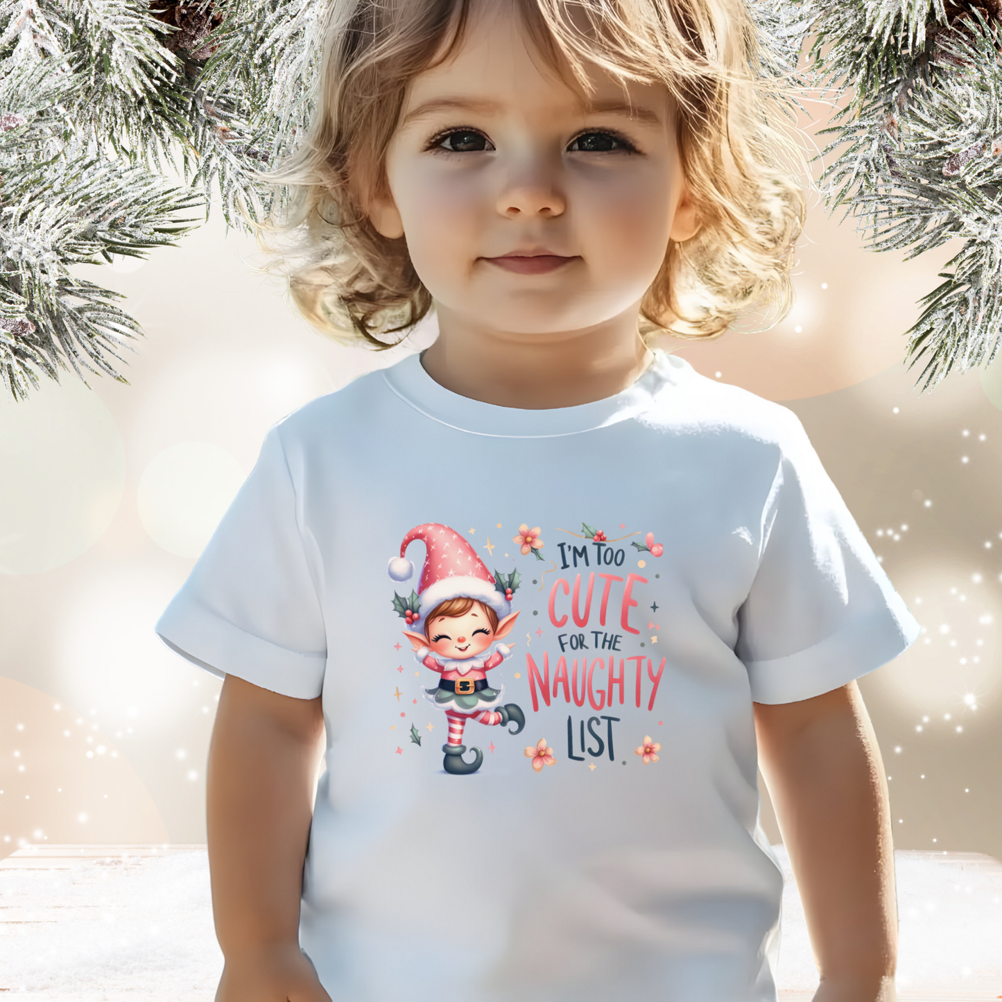 Too Cute For The Naughty List Toddler T-Shirt