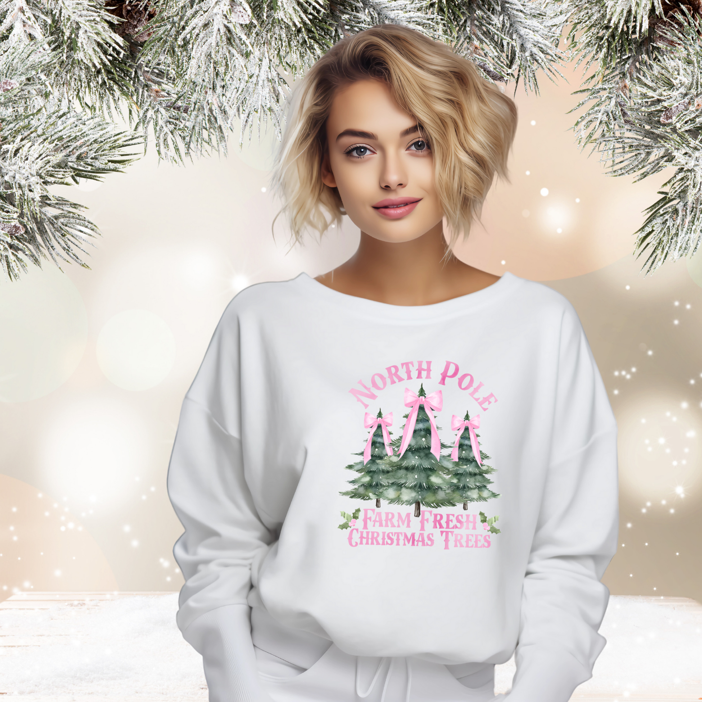 North Pole Christmas Trees Crewneck Sweatshirt