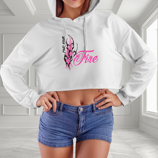 Find Your Fire Hearts Crop Hoodie