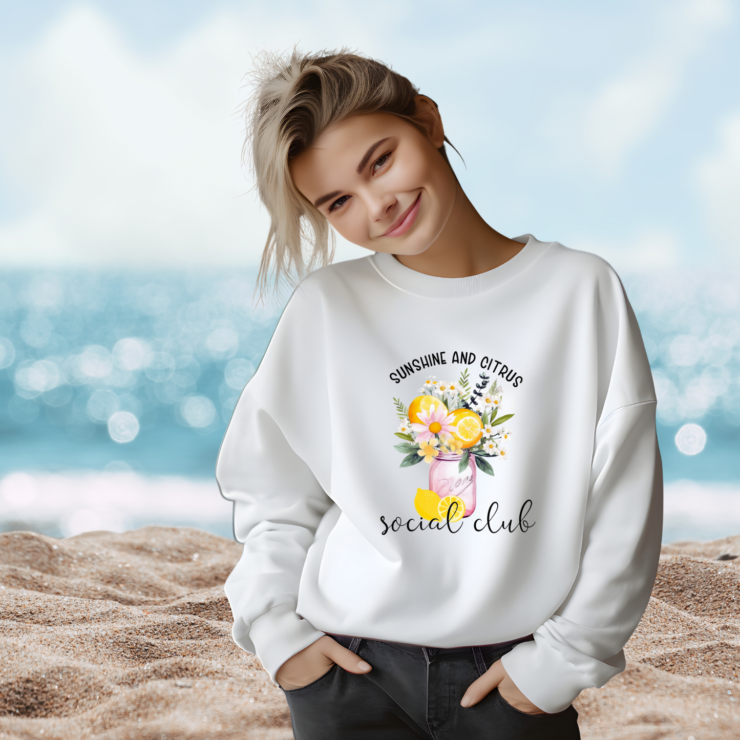 Sunshine And Citrus Social Club Crewneck Sweatshirt