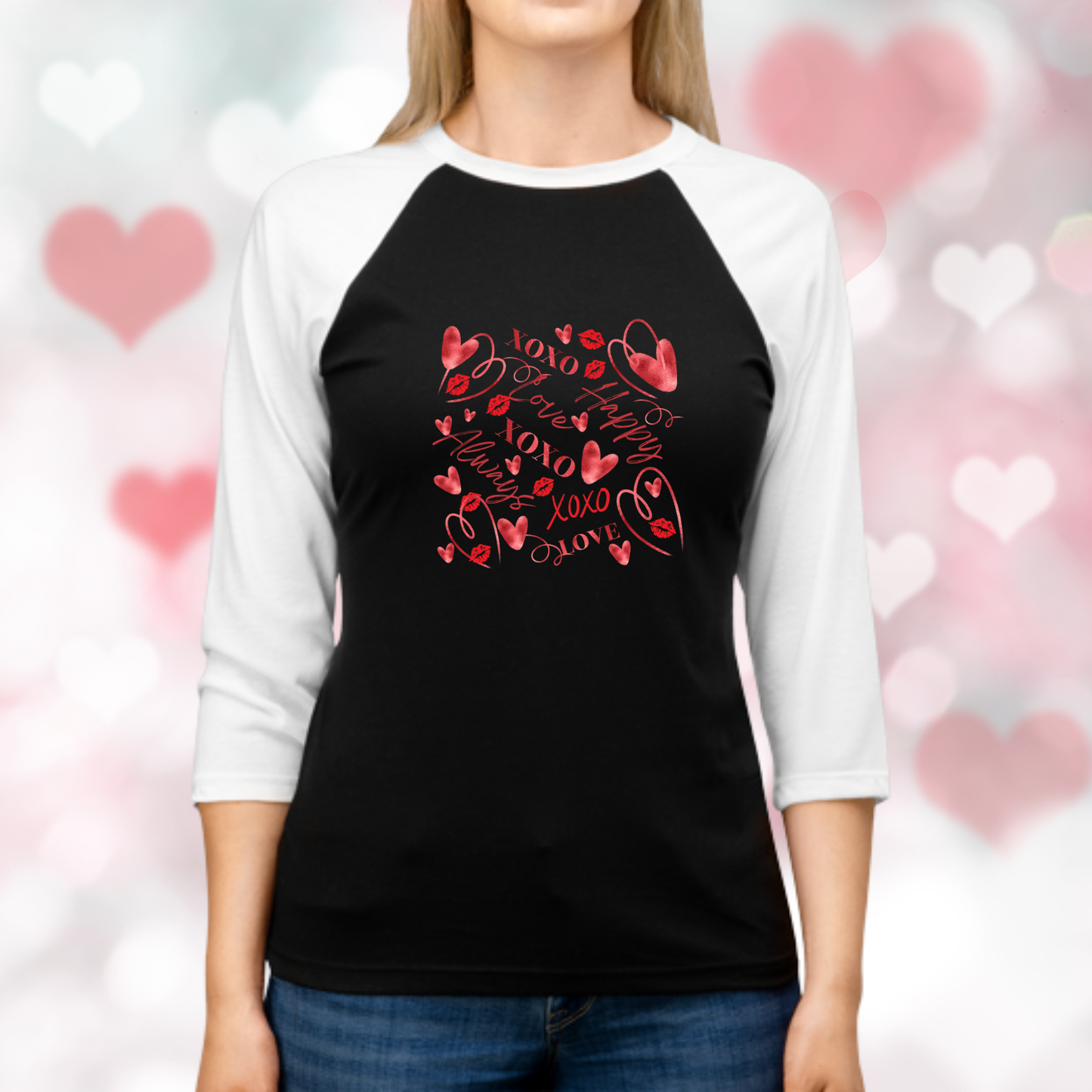 Valentine Word Art Baseball Tee