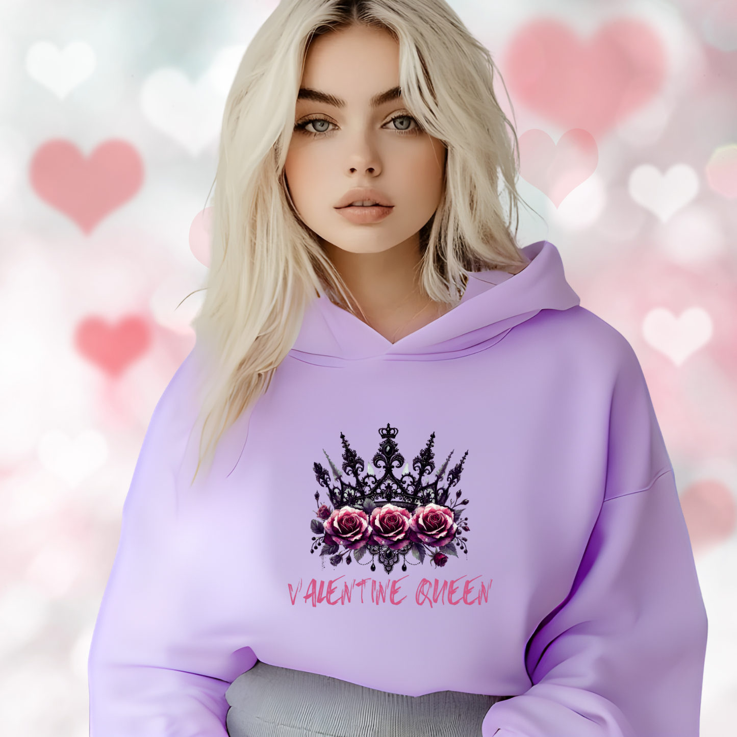 Valentine Queen Crop Hoodie