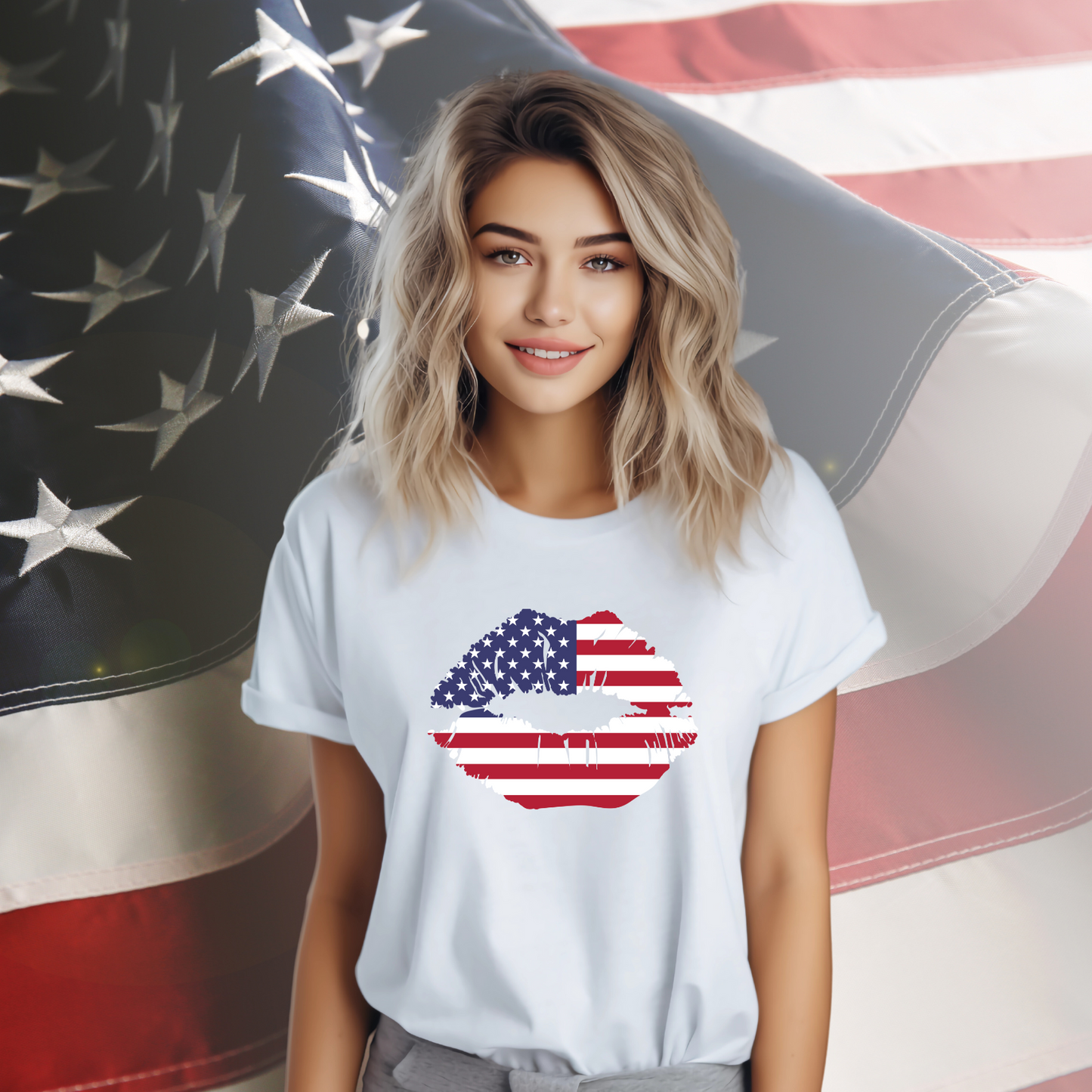 American Flag Lips T-Shirt