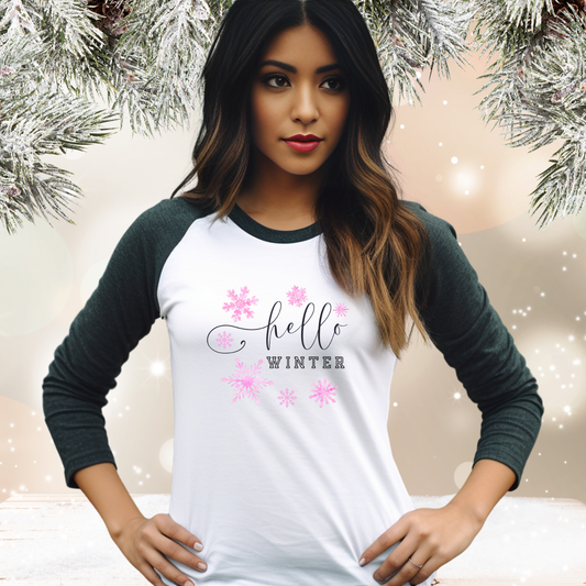 Hello Winter Baseball Tee