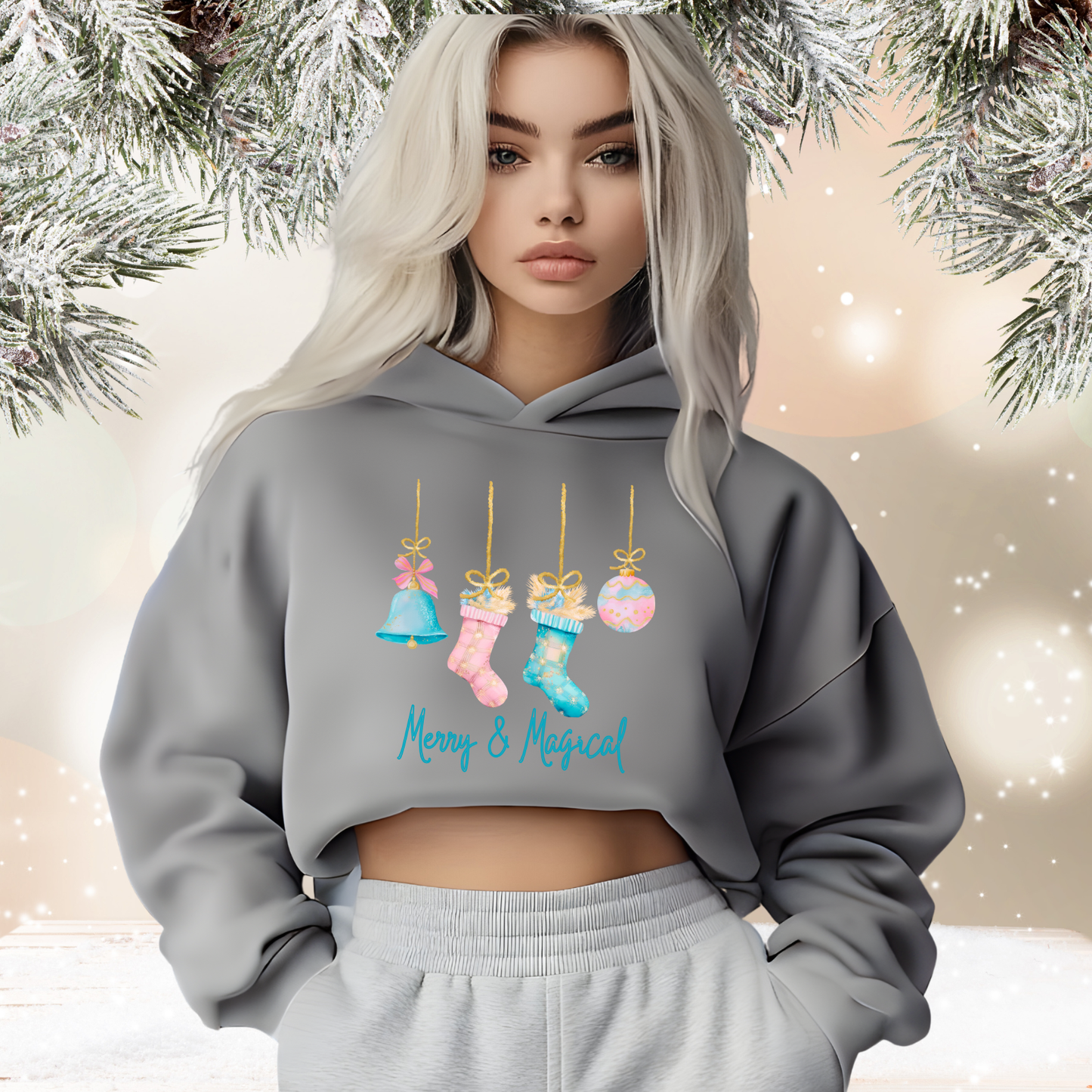 Merry And Magical Crop Hoodie