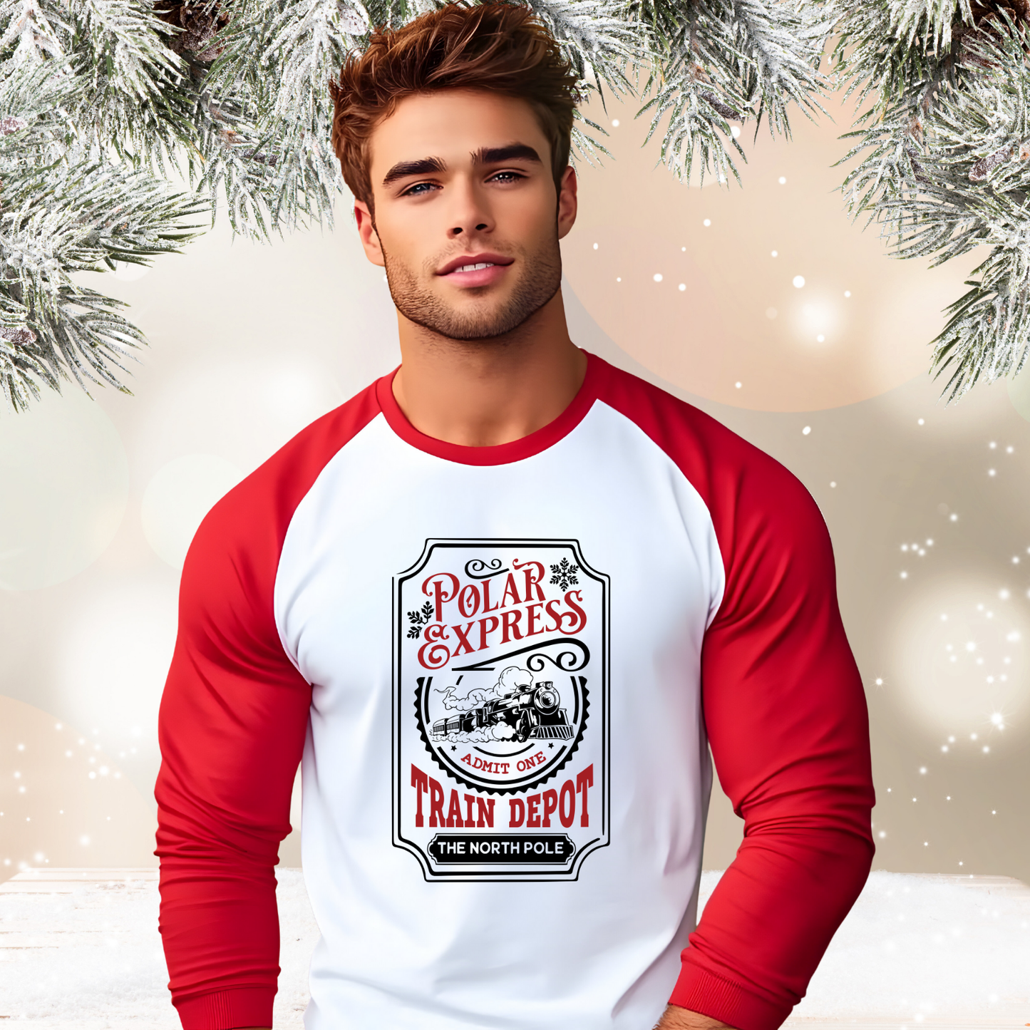 Polar Express Train Depot Baseball Tee
