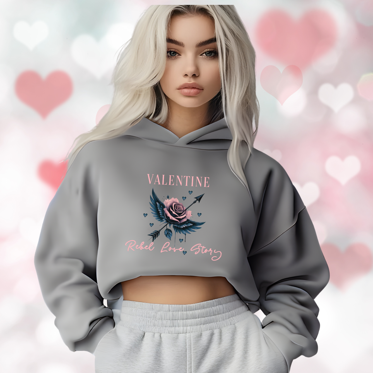 Valentine Rebel Love Crop Hoodie