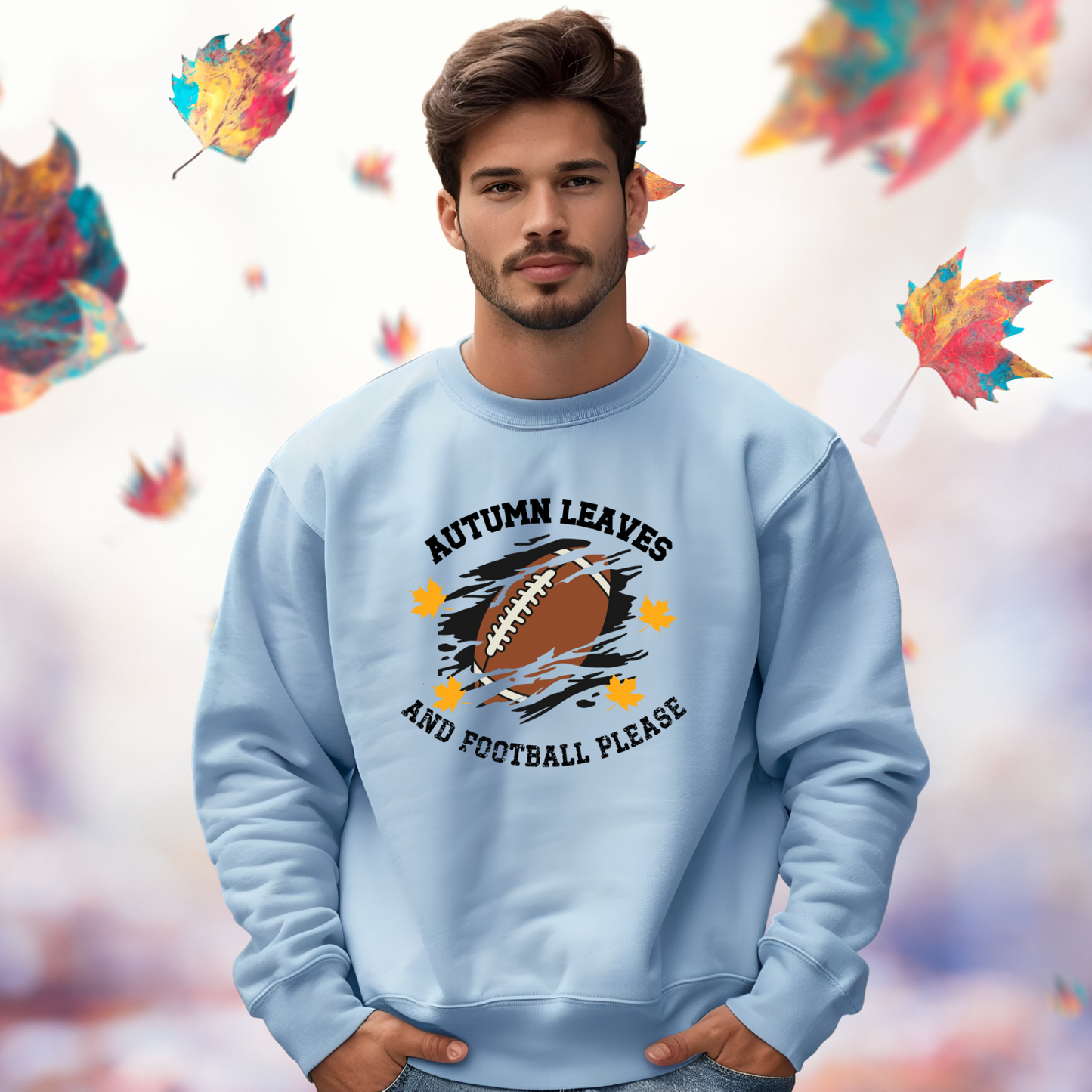 Autumn Leaves And Football Please Crewneck Sweatshirt