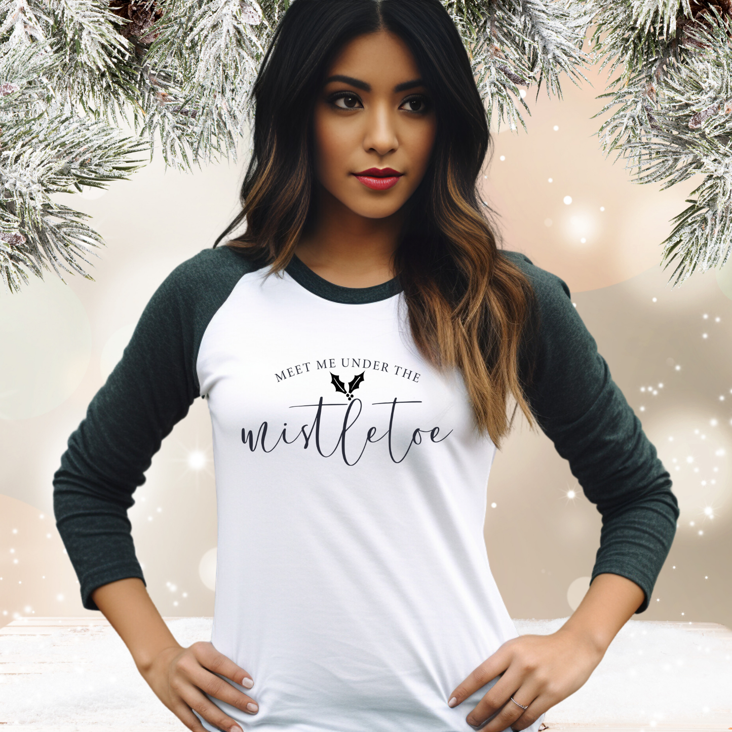 Meet Me Under The Mistletoe Baseball Tee