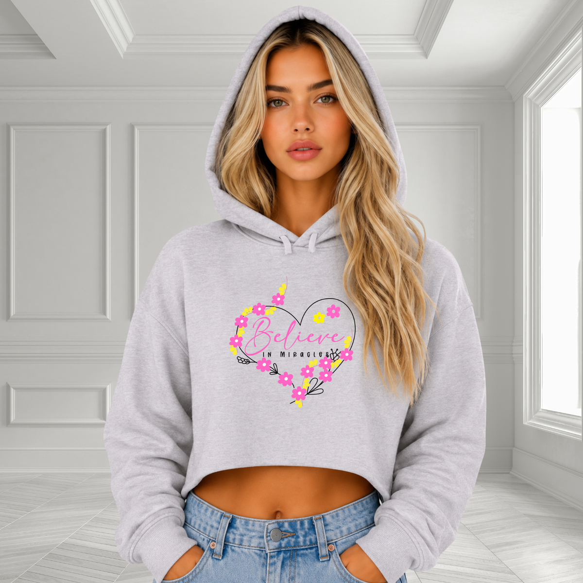 Believe In Miracles Crop Hoodie