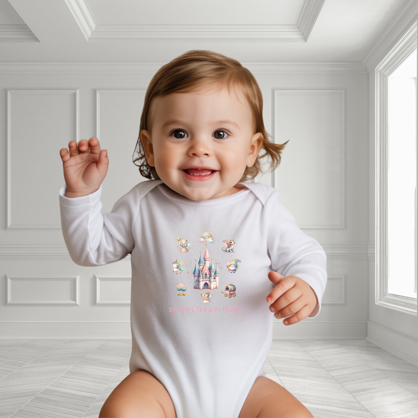 Dream Like A Princess Infant Long Sleeve Onesie