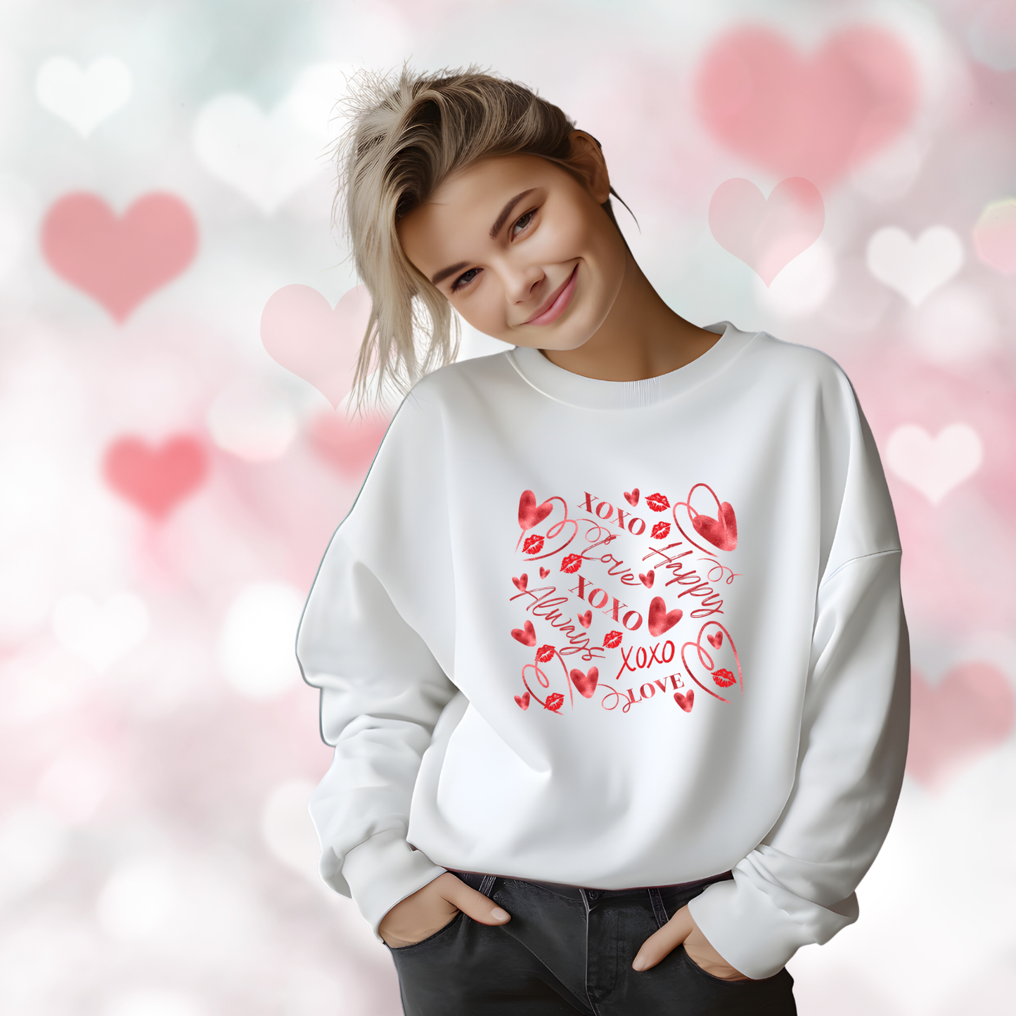 Valentine Word Art Crewneck Sweatshirt