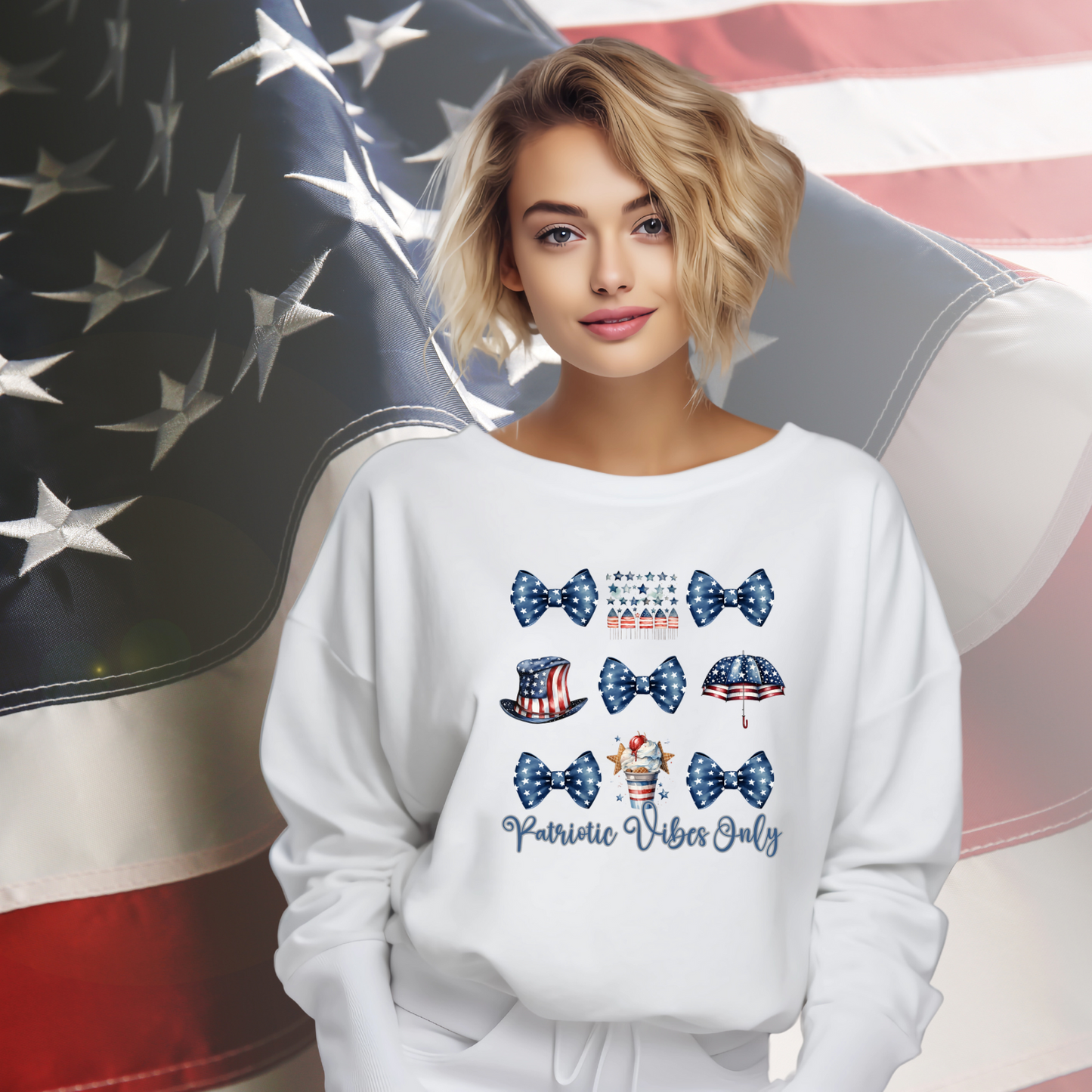 Patriotic Vibes Only Crewneck Sweatshirt