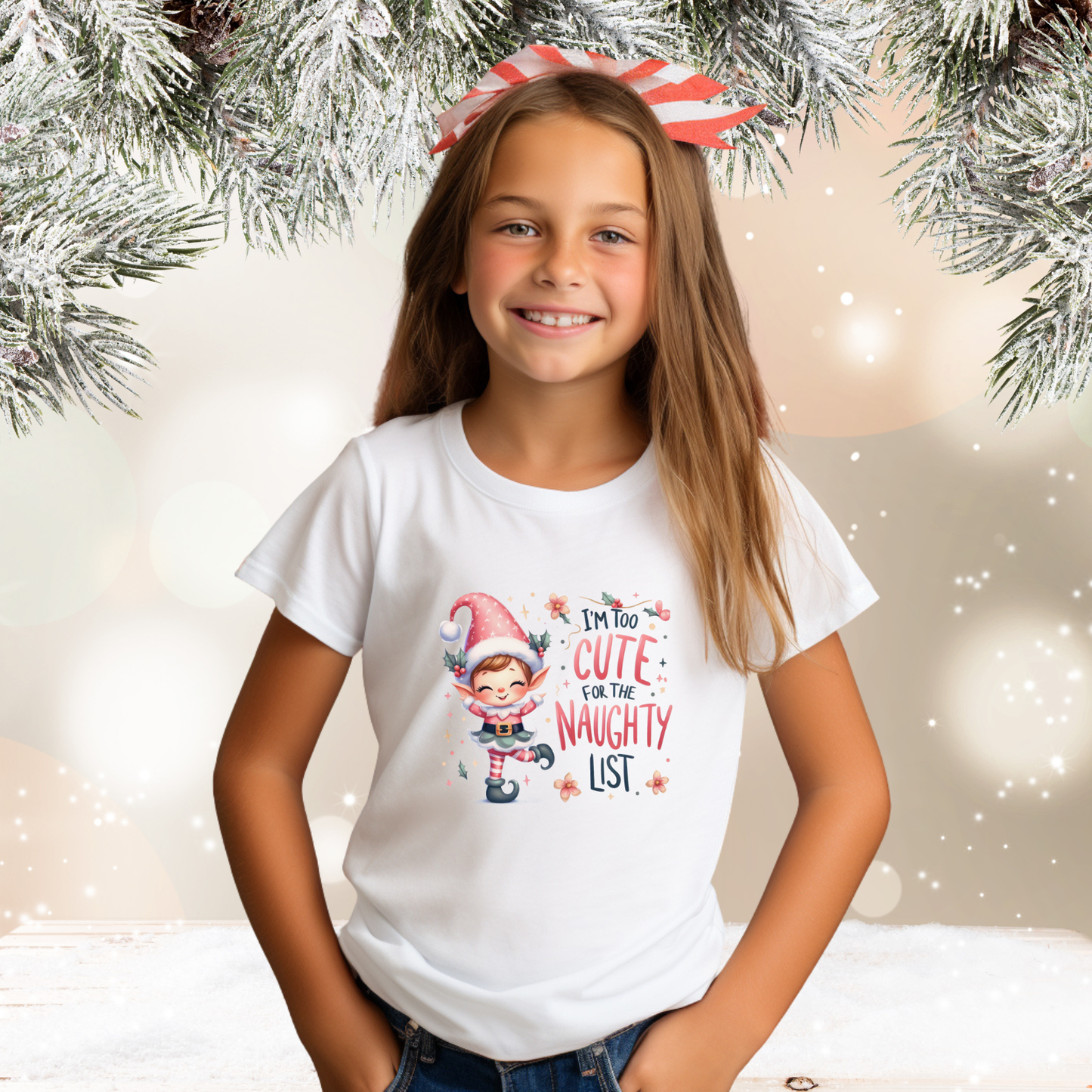 Too Cute For The Naughty List Kid’s T-Shirt