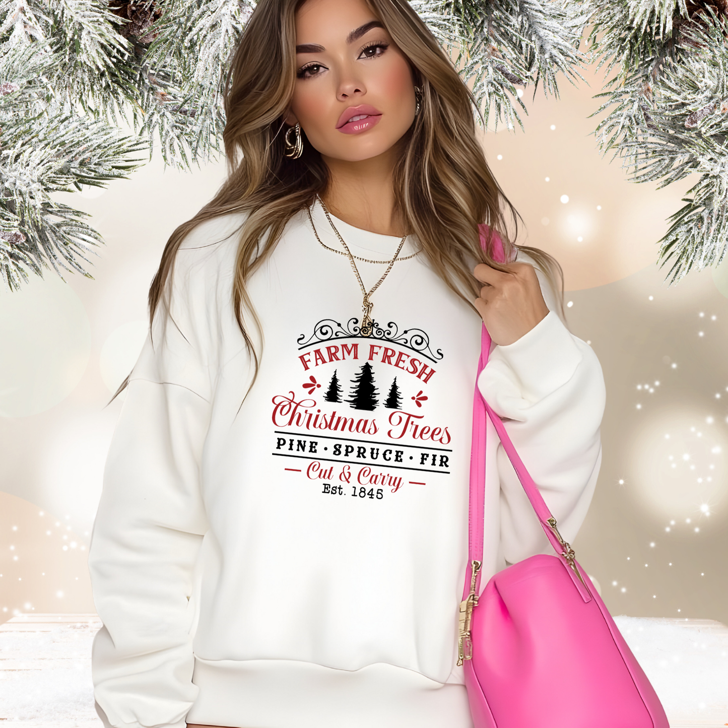 Farm Fresh Christmas Trees Crewneck Sweatshirt