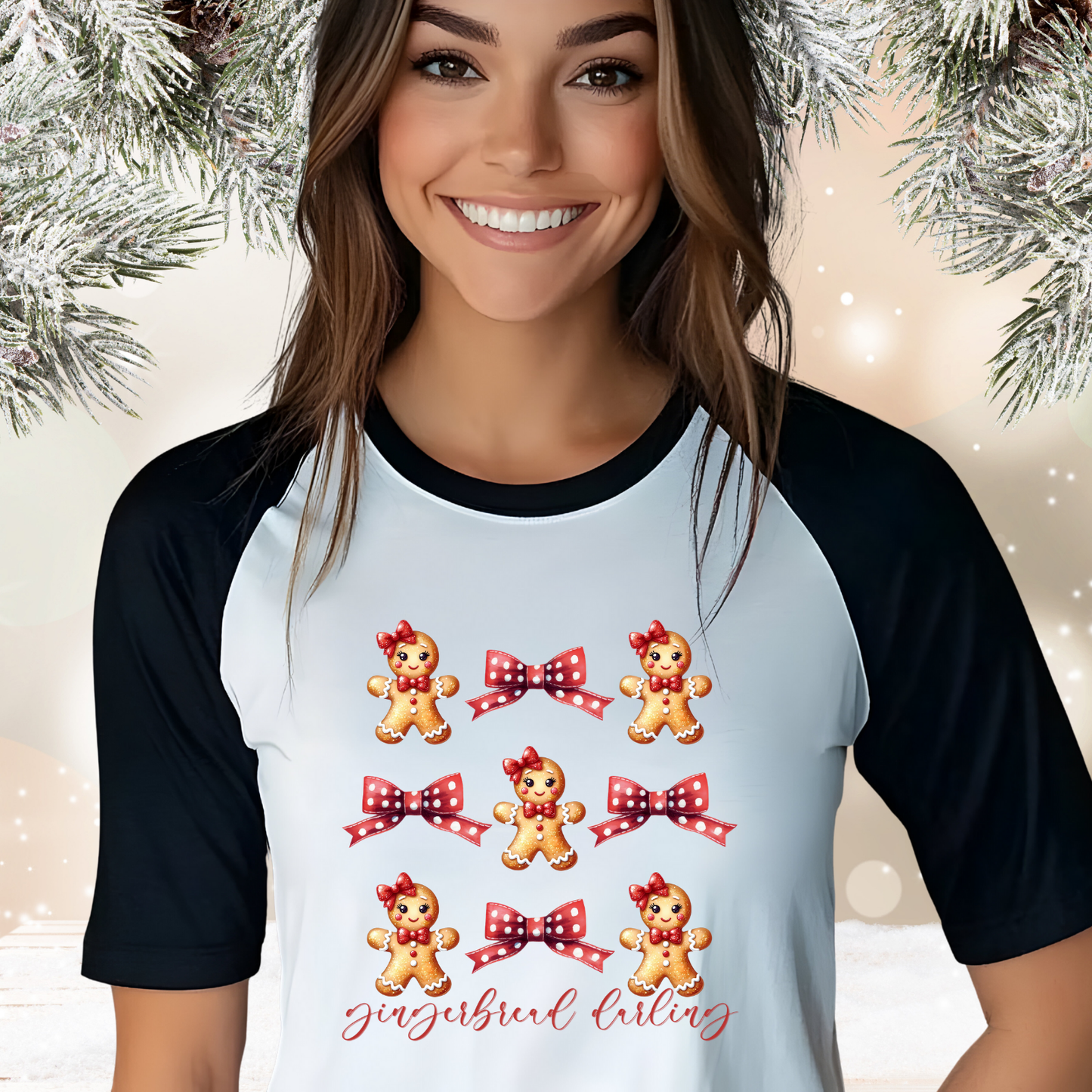 Gingerbread Darling Baseball Tee