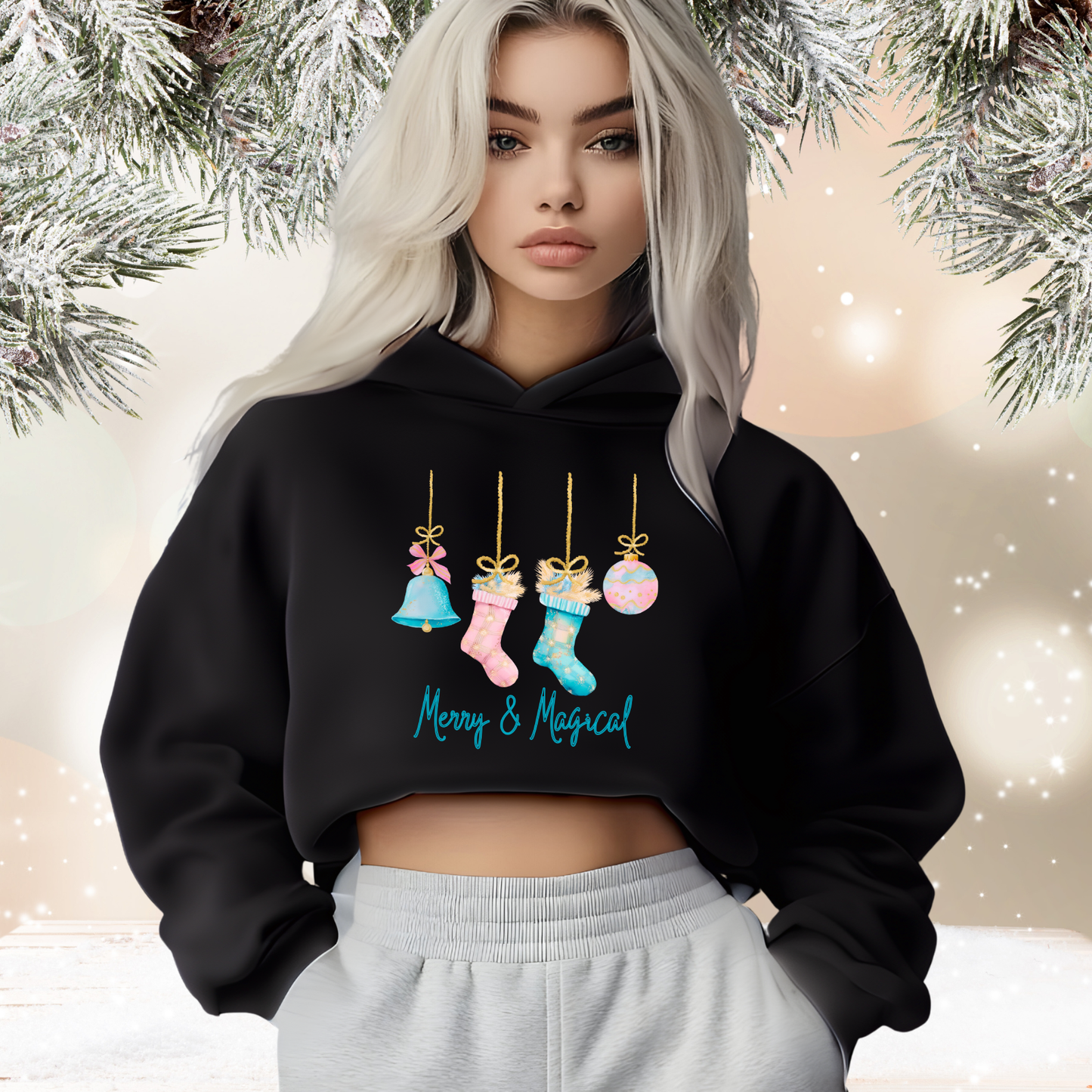 Merry And Magical Crop Hoodie