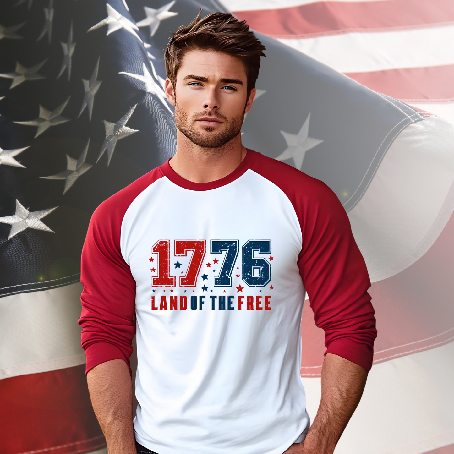 Land of The Free Baseball Tee