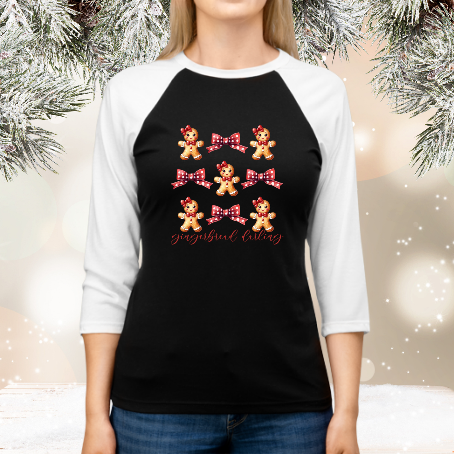 Gingerbread Darling Baseball Tee