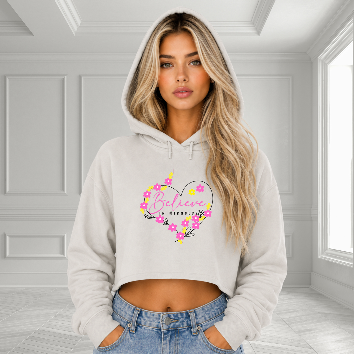 Believe In Miracles Crop Hoodie