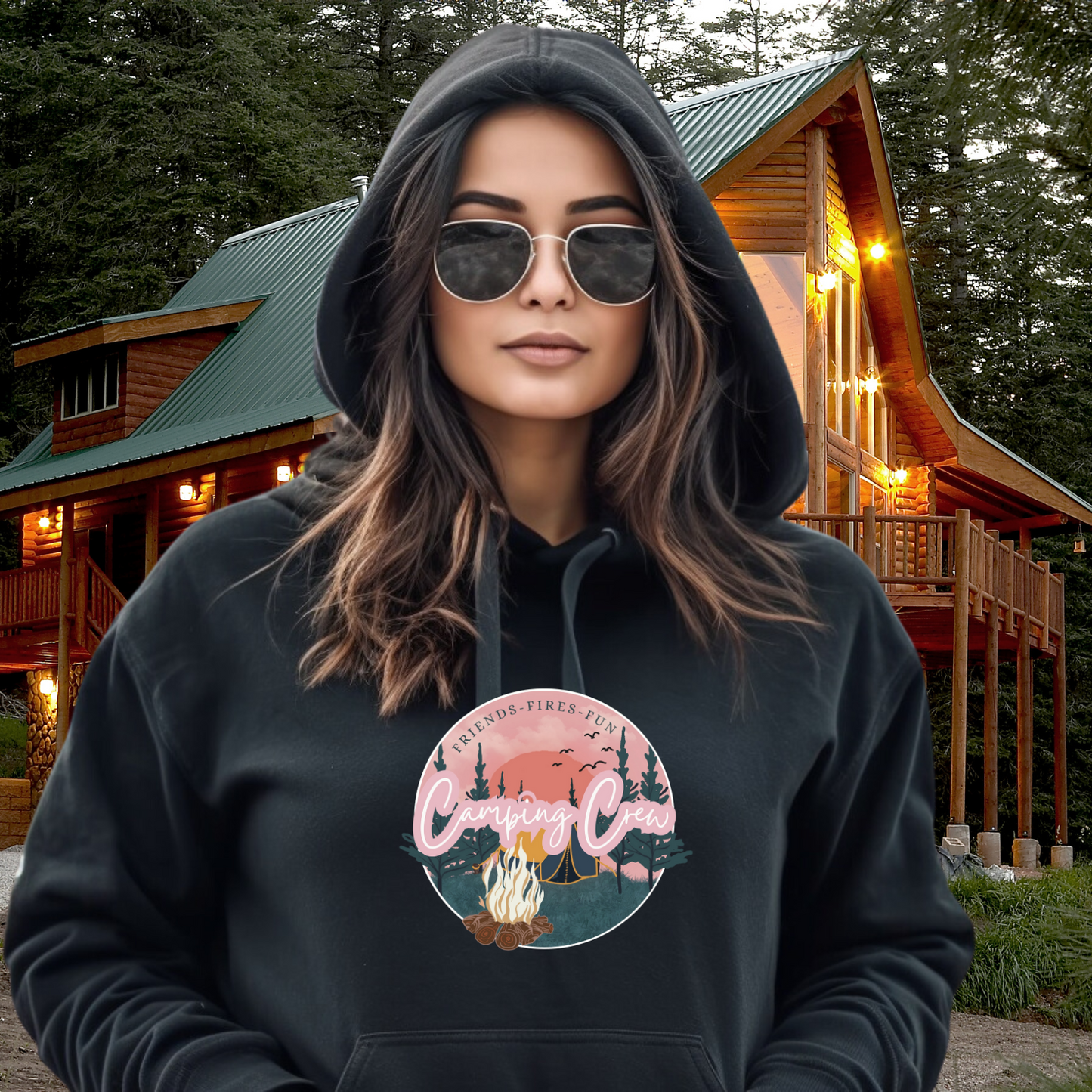 Camping Crew- Fires, Friends, Fun Pullover Hoodie