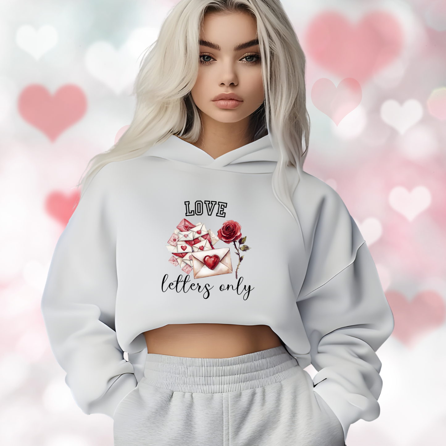 Love Letters Only Crop Hoodie