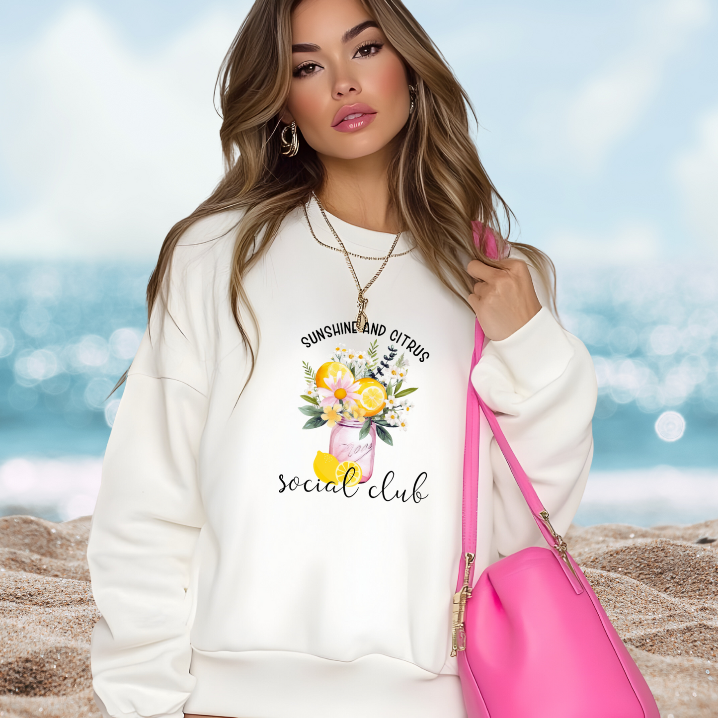 Sunshine And Citrus Social Club Crewneck Sweatshirt