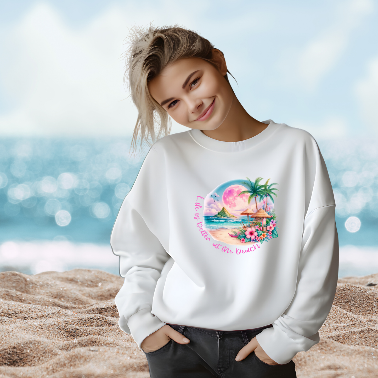 Life Is Better At The Beach Crewneck Sweatshirt
