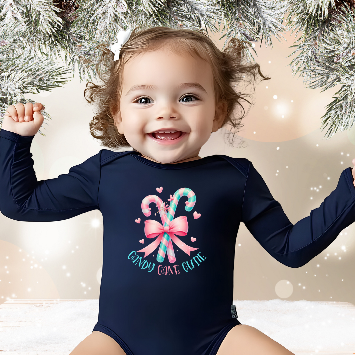 Candy Cane Cutie Infant Long Sleeve Onesie