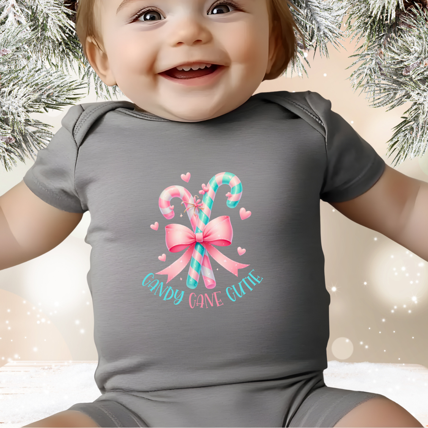 Candy Cane Cutie Infant Short Sleeve Onesie