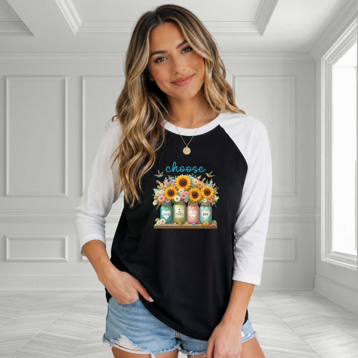 Choose Faith, Hope, Love, Joy Baseball Tee
