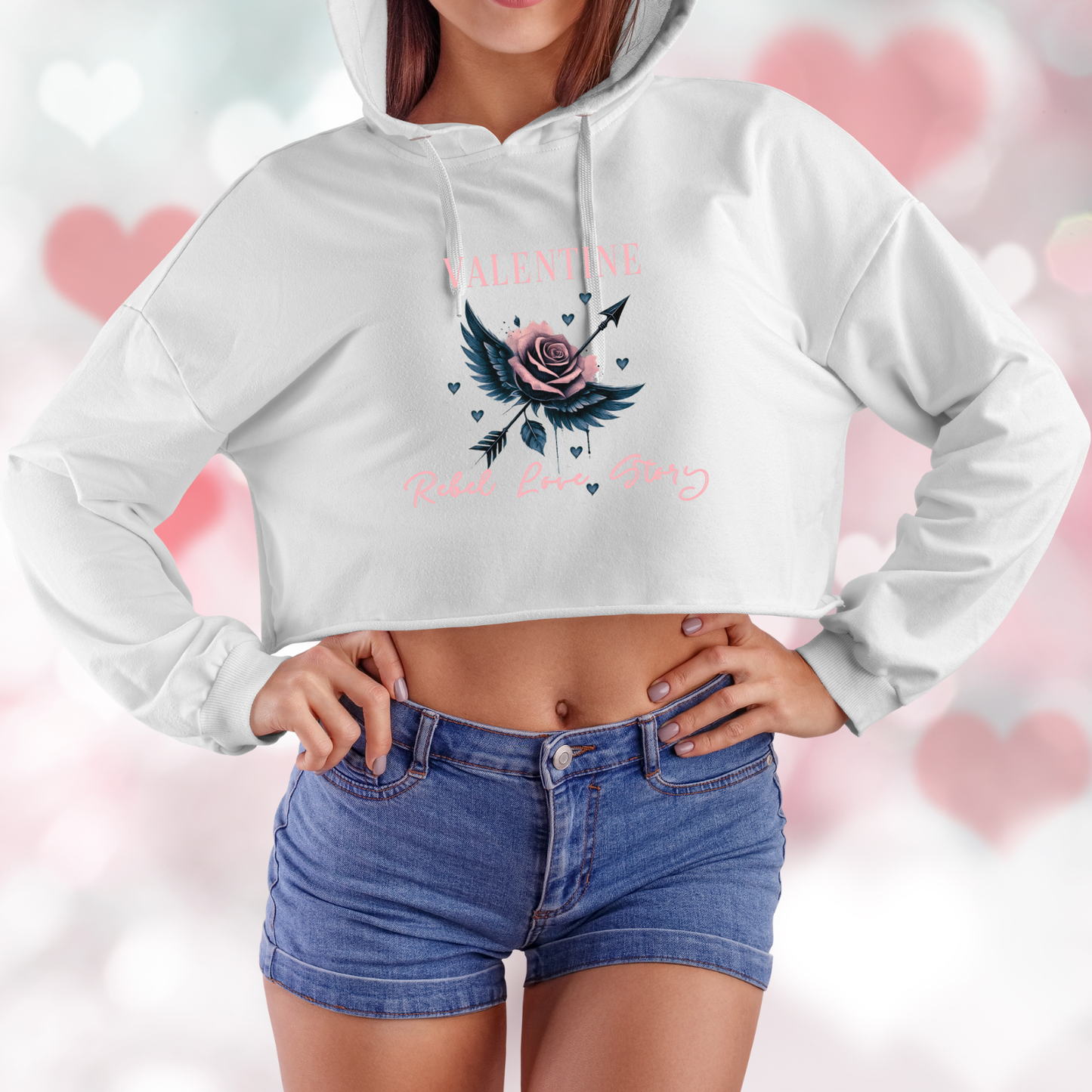 Valentine Rebel Love Crop Hoodie