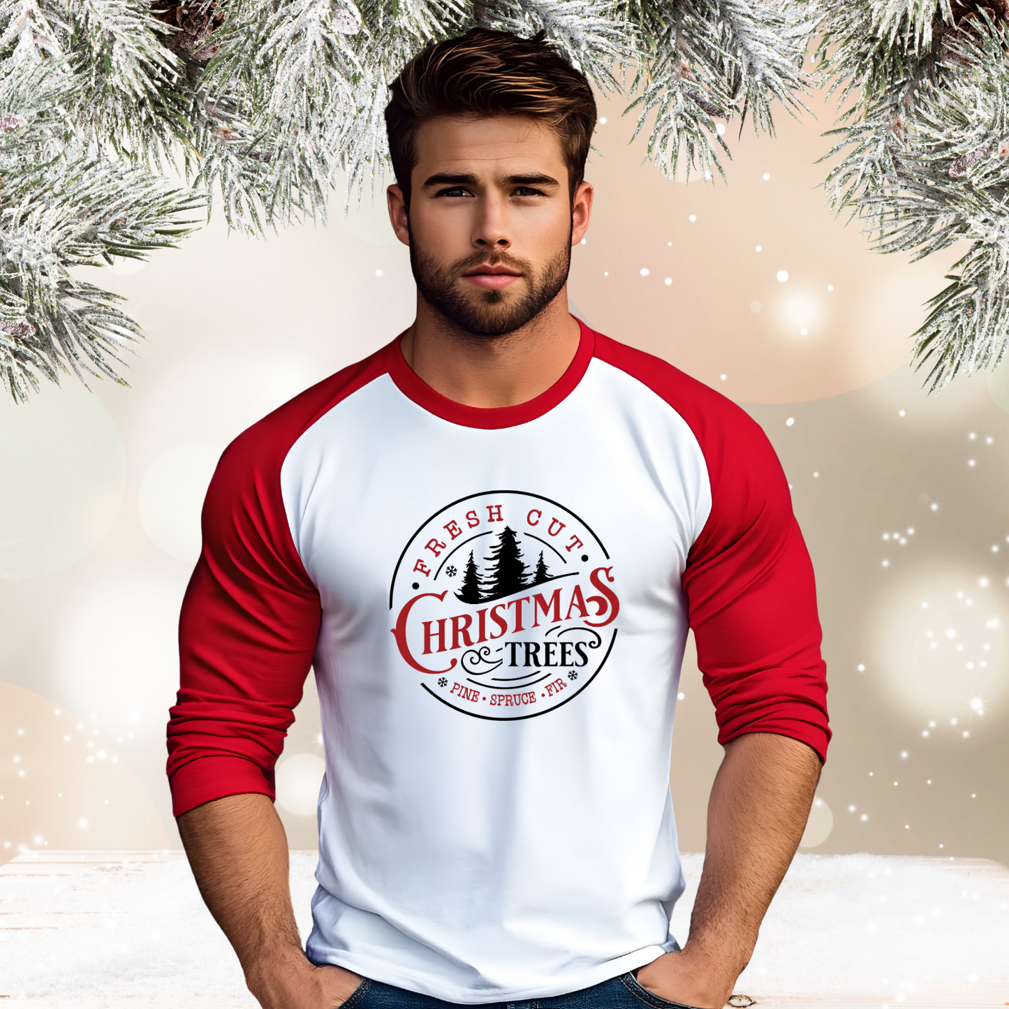 Fresh Cut Christmas Trees Baseball Tee