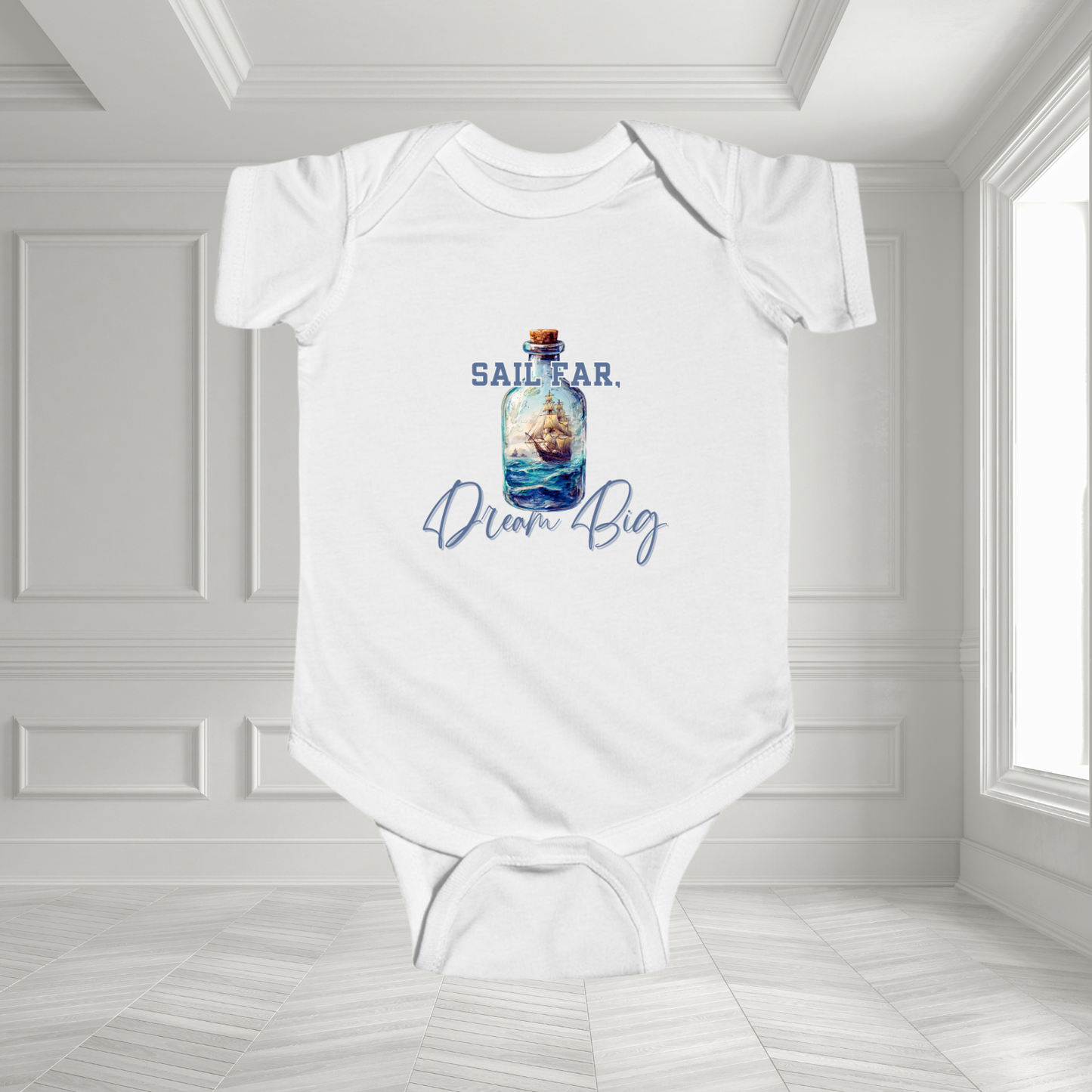 Sail Far, Dream Big Infant Short Sleeve Onesie