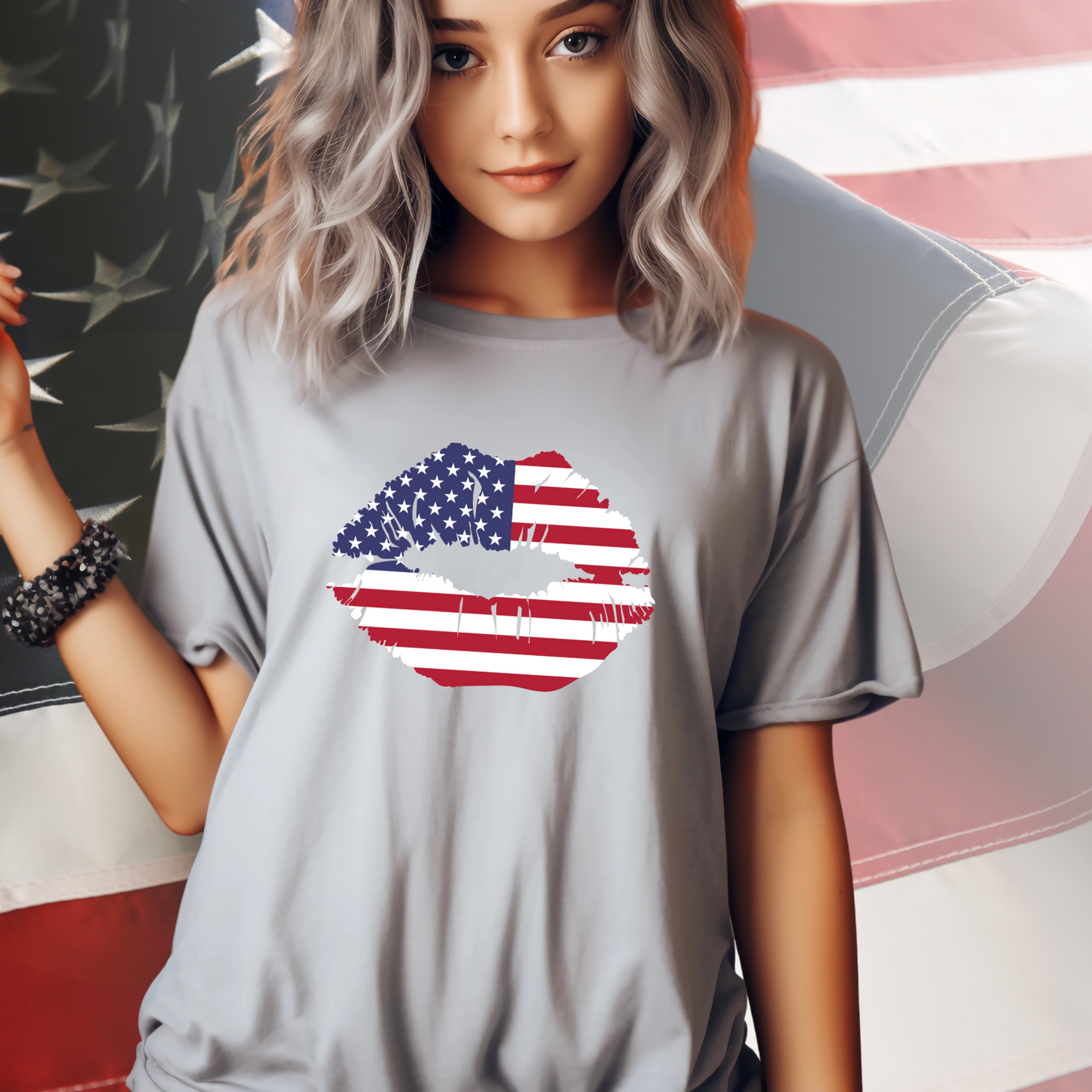 American Flag Lips T-Shirt