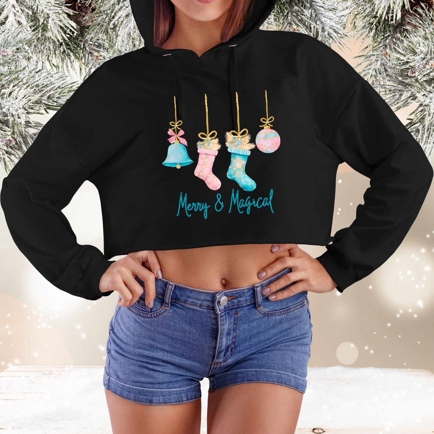 Merry And Magical Crop Hoodie