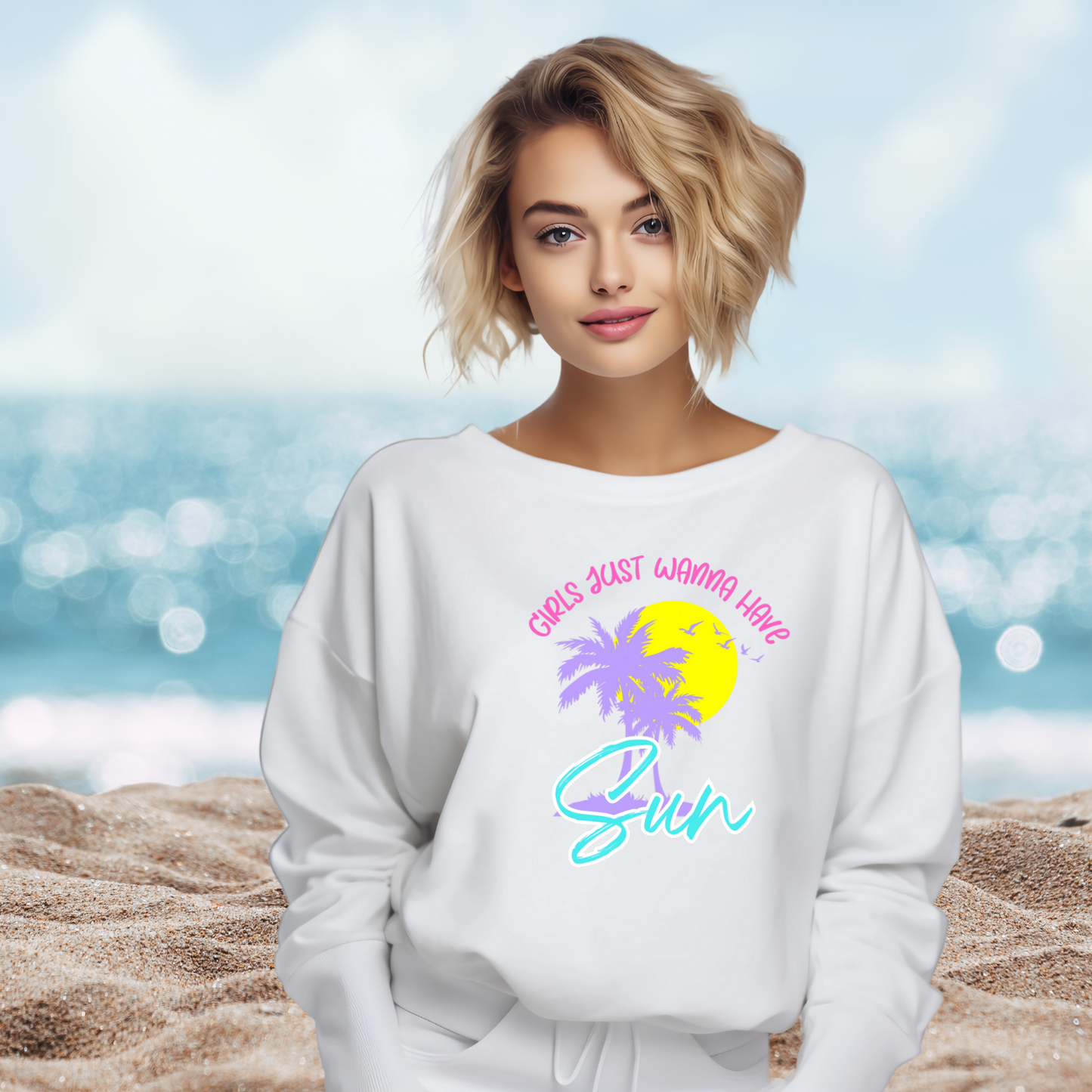 Girls Just Wanna Have Sun Crewneck Sweatshirt
