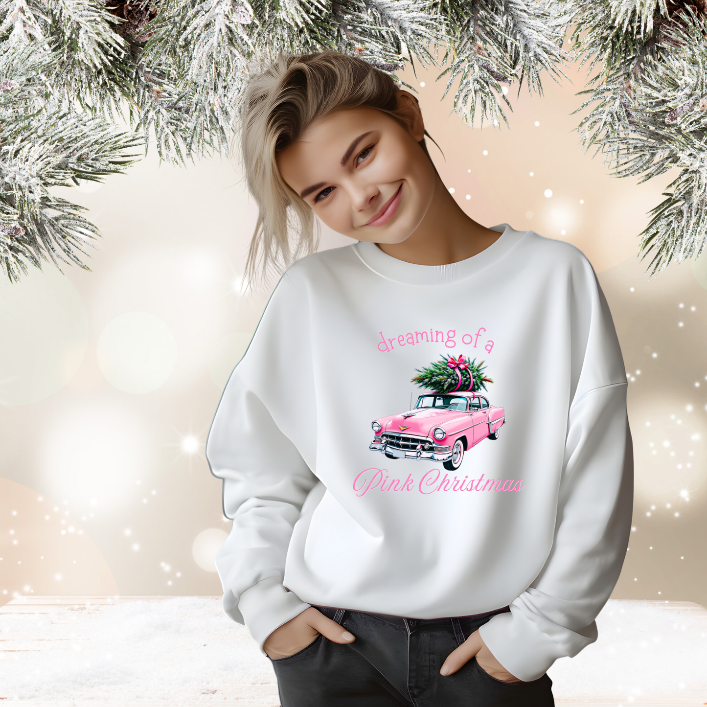 Dreaming Of A Pink Christmas Crewneck Sweatshirt