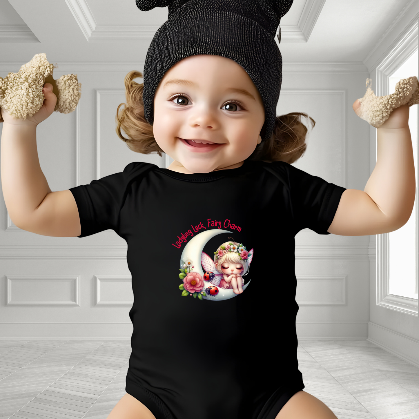 Ladybug Luck, Fairy Charm Infant Short Sleeve Onesie