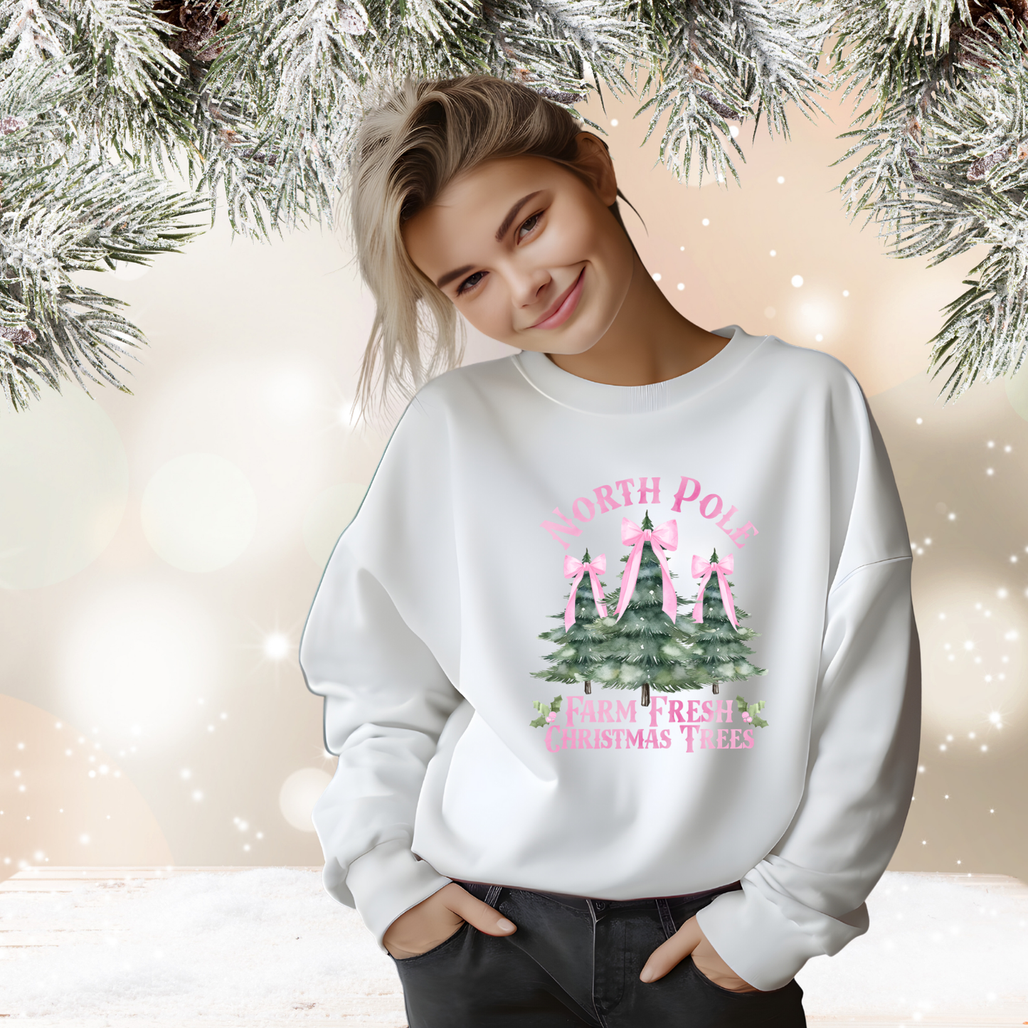North Pole Christmas Trees Crewneck Sweatshirt