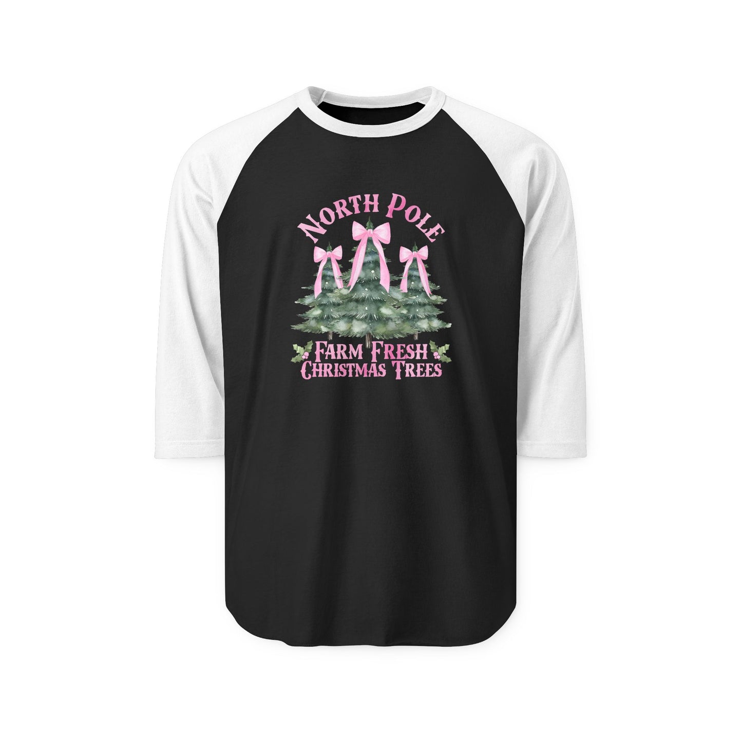 North Pole Christmas Trees Baseball Tee