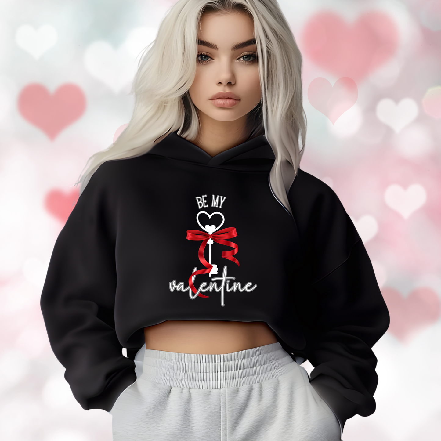 Be My Valentine Crop Hoodie