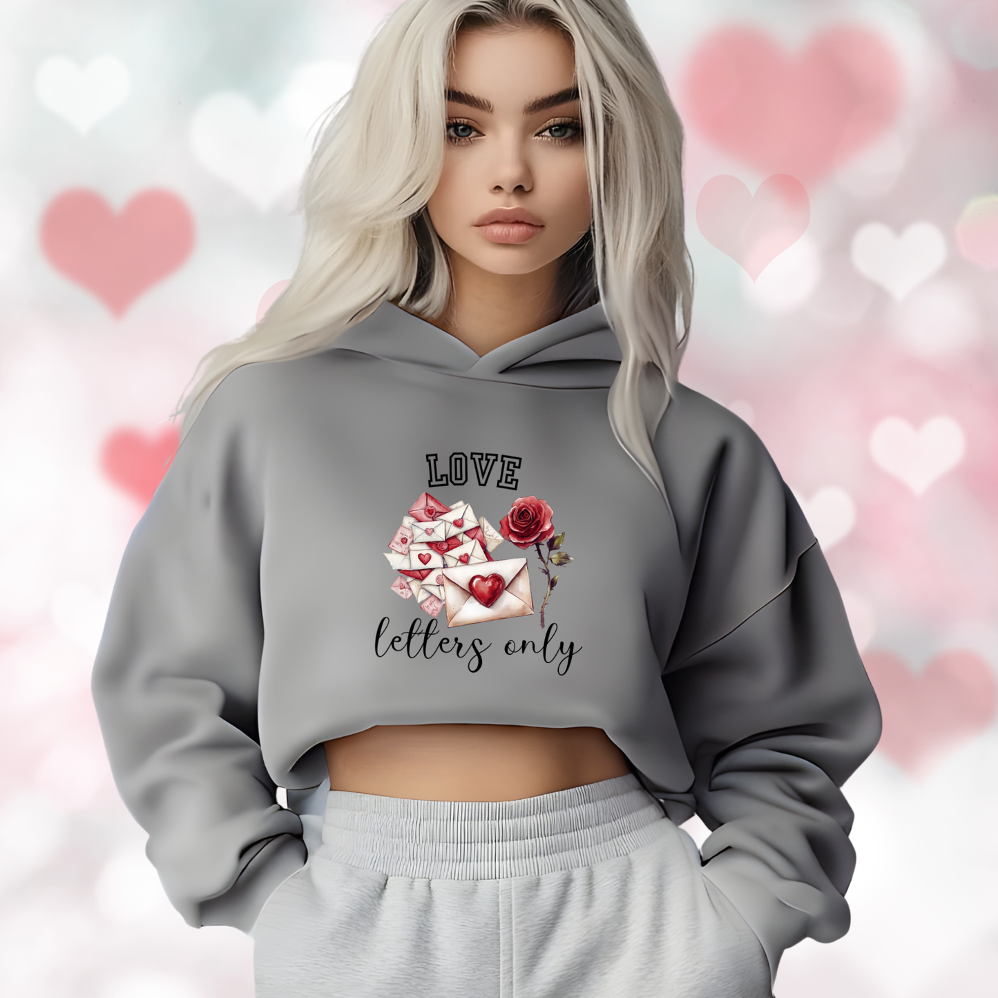 Love Letters Only Crop Hoodie